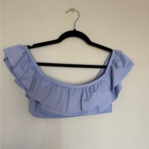 J. Crew Women's Ruffled Off the Shoulder Blue Top
